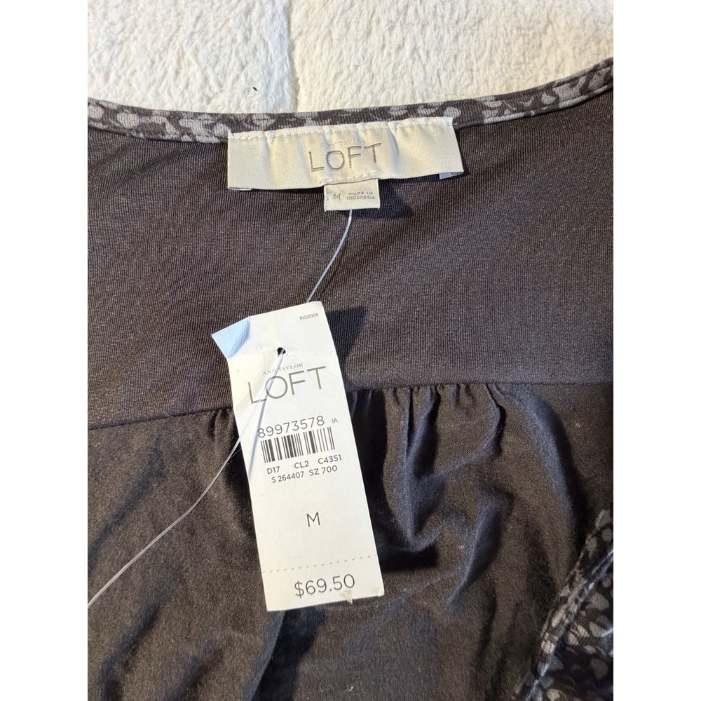 Ann Taylor Loft M Brown V-neck Dress‎ Casual High Waist NWT - Picture 3 of 3